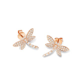 Diamond Dragon Fly Stud Earrings - Shyne Jewelers 150-00210 Rose Gold Shyne Jewelers