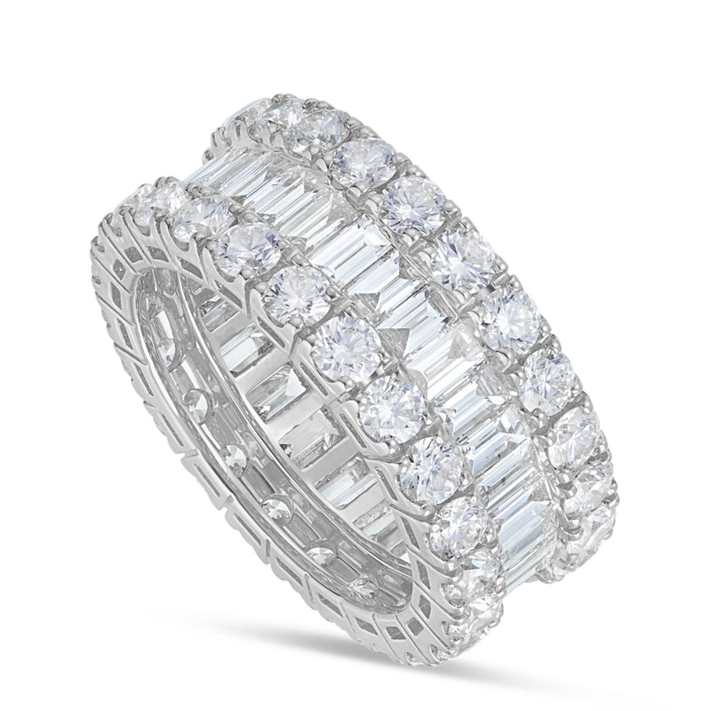 Round & Baguette Diamond Stacked Eternity Band - Nazar's & Co. Jewelers