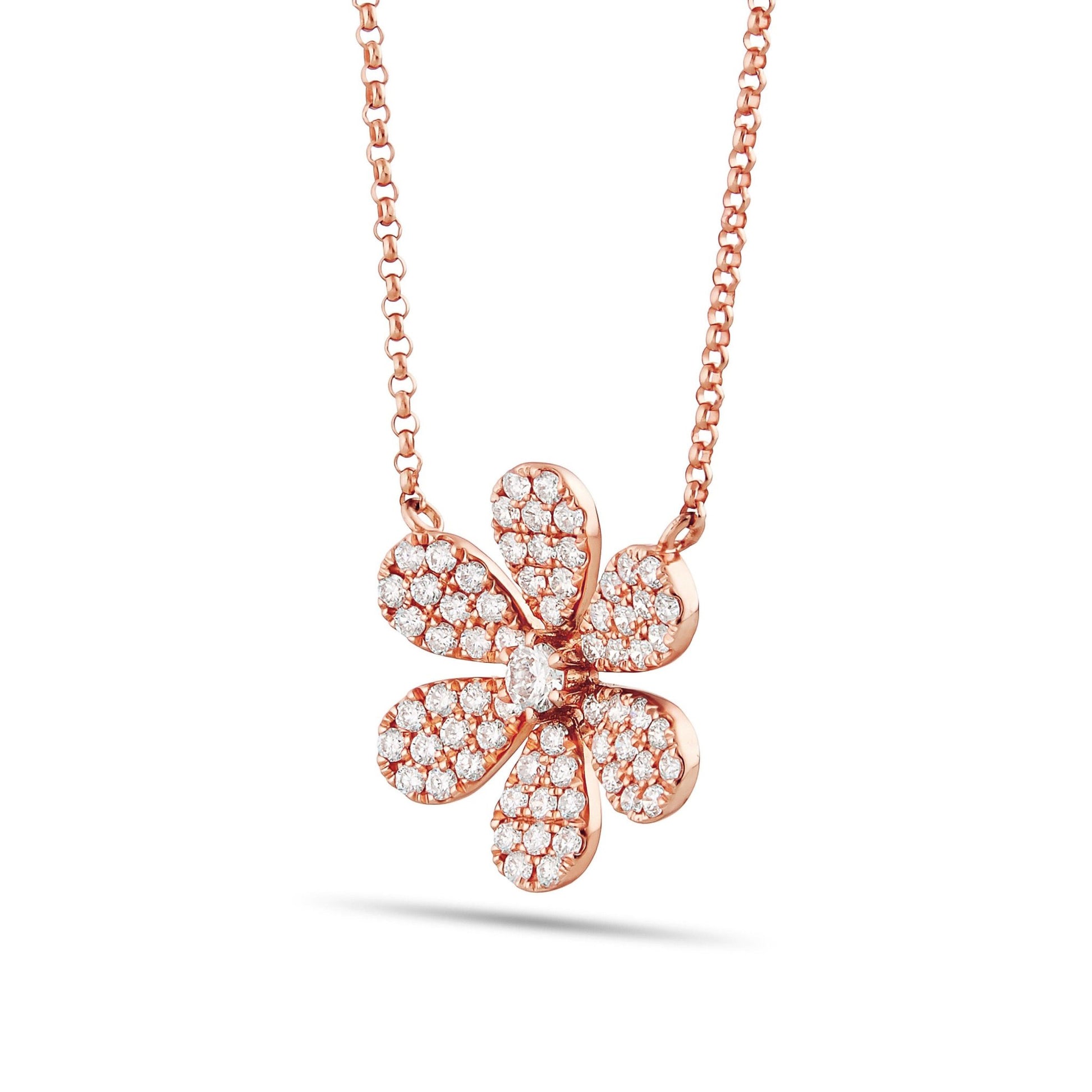 18K Gold 3.56ct Diamond Flower Necklace