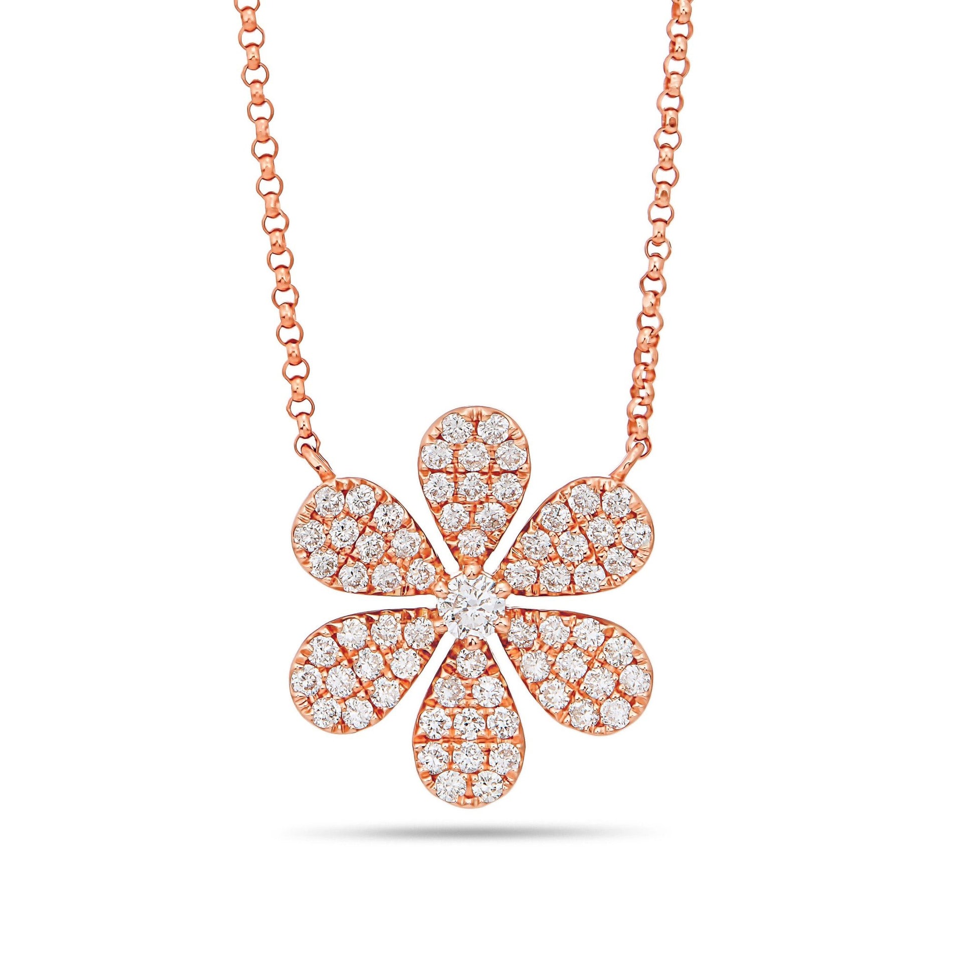 18K Gold 3.56ct Diamond Flower Necklace