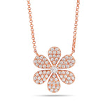 18K Gold 3.56ct Diamond Flower Necklace