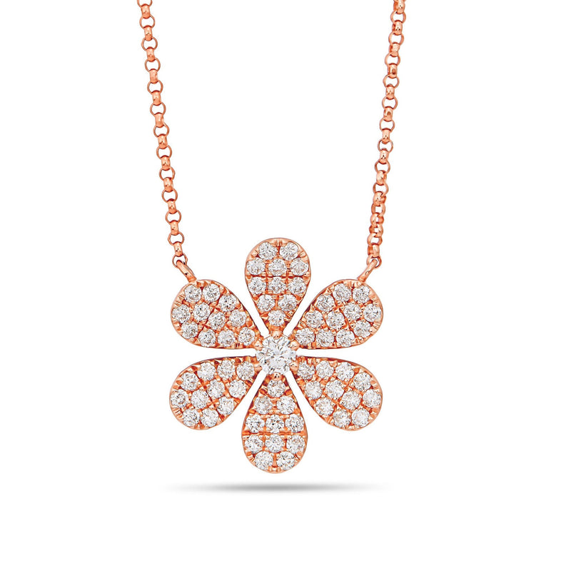 18K Gold 3.56ct Diamond Flower Necklace