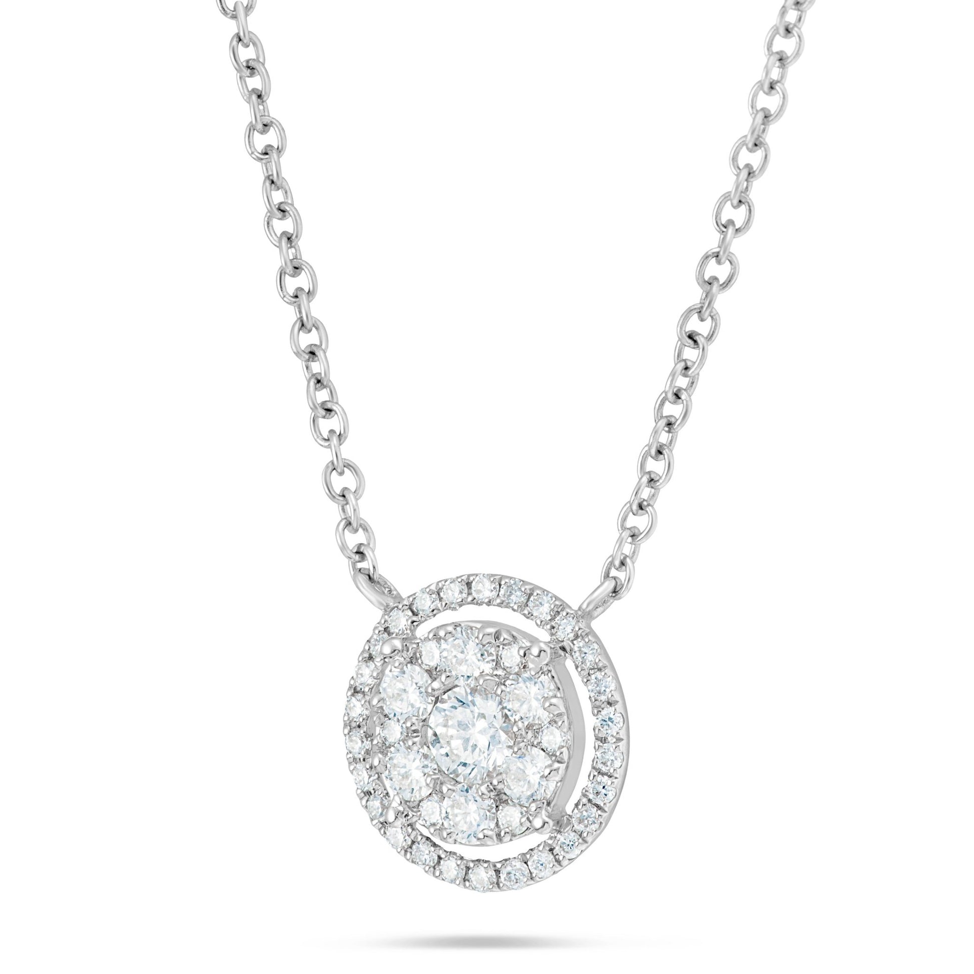 Diamond Halo Cluster Necklace - Shyne Jewelers L1216899 White Gold Shyne Jewelers