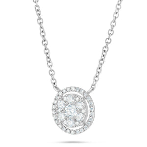 Diamond Halo Cluster Necklace - Shyne Jewelers L1216899 White Gold Shyne Jewelers