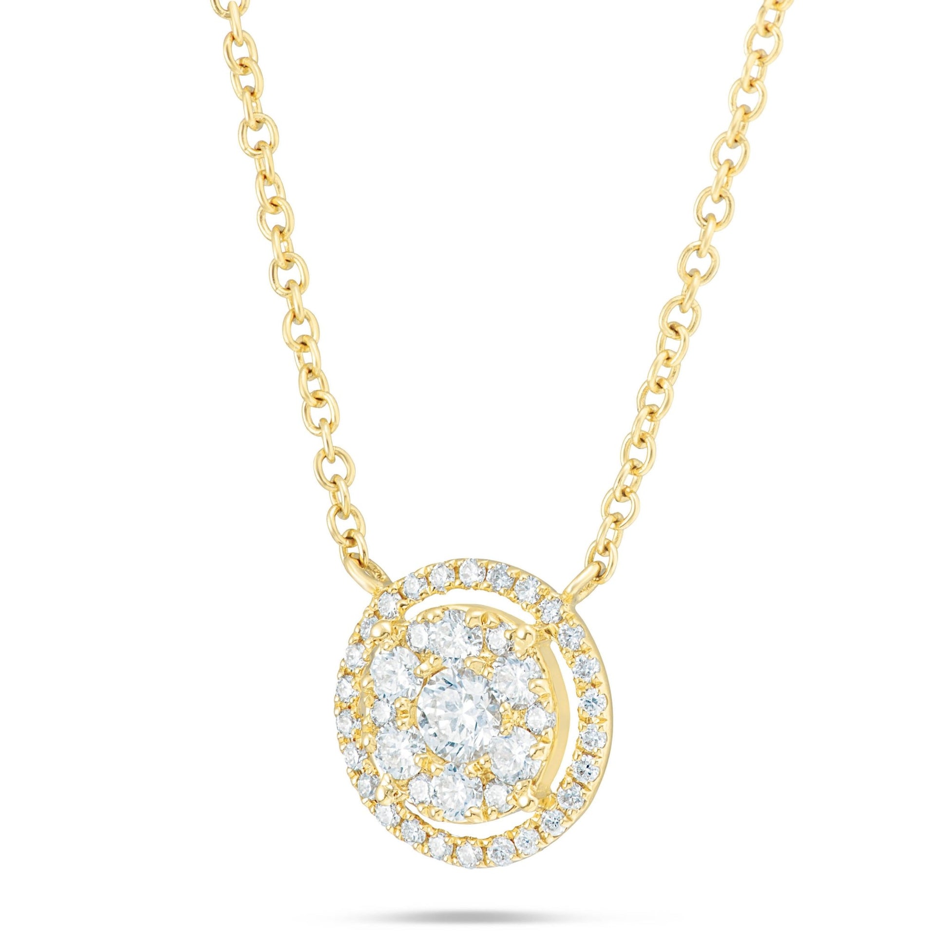 Diamond Halo Cluster Necklace - Shyne Jewelers L1216899 Yellow Gold Shyne Jewelers