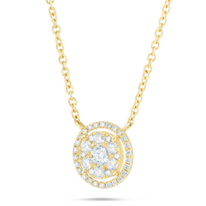 Diamond Halo Cluster Necklace - Shyne Jewelers L1216899 Yellow Gold Shyne Jewelers