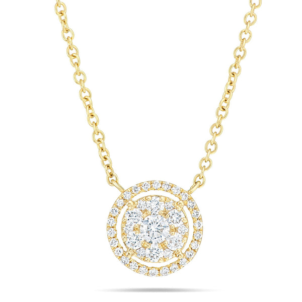Diamond Halo Cluster Necklace - Shyne Jewelers L1216899 Yellow Gold Shyne Jewelers