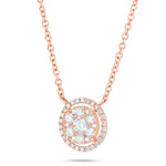 Diamond Halo Cluster Necklace - Shyne Jewelers L1216899 Rose Gold Shyne Jewelers