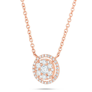 Diamond Halo Cluster Necklace - Shyne Jewelers L1216899 Rose Gold Shyne Jewelers