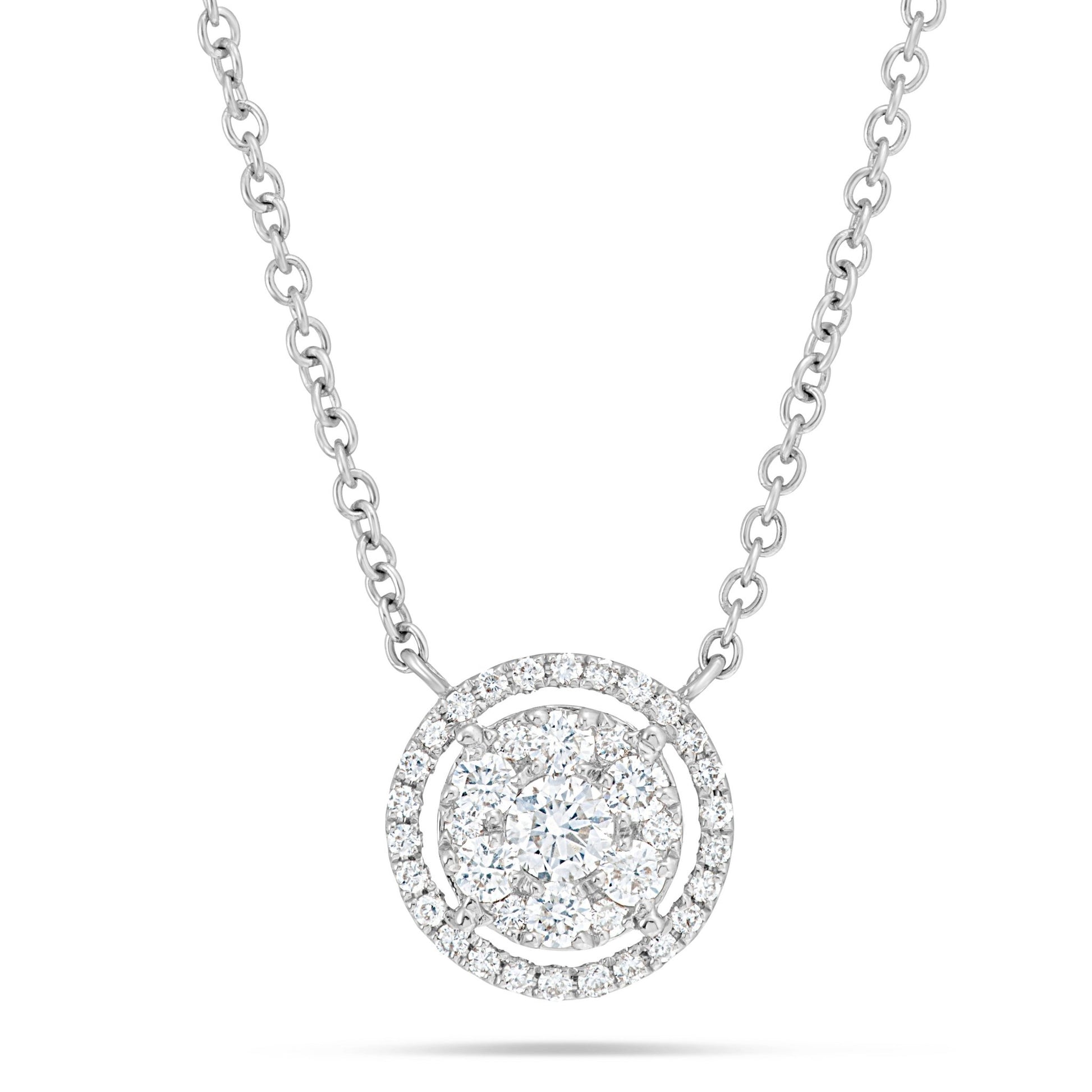 Diamond Halo Cluster Necklace - Shyne Jewelers L1216899 White Gold Shyne Jewelers
