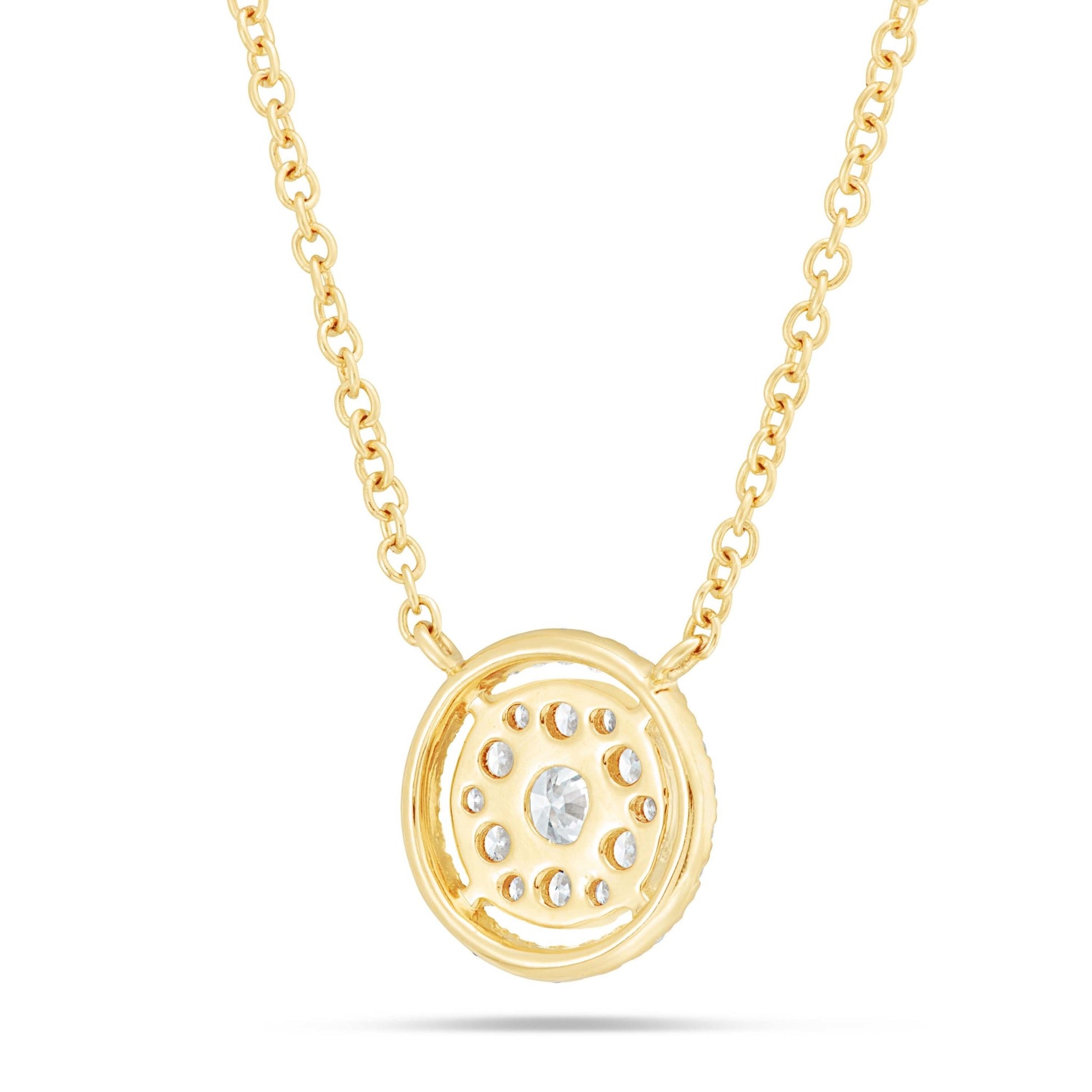 Diamond Halo Cluster Necklace - Shyne Jewelers L1216899 Yellow Gold Shyne Jewelers