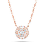 Diamond Halo Cluster Necklace - Shyne Jewelers L1216899 Rose Gold Shyne Jewelers