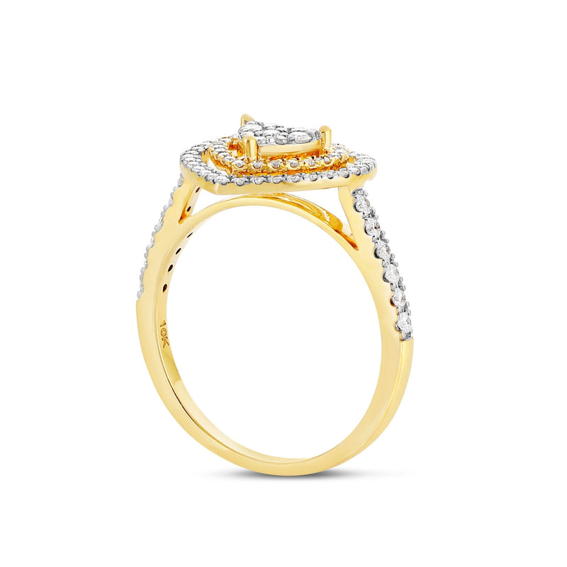Diamond Halo Heart Ring - Shyne Jewelers DIAHEARTHALORING_1 Yellow Gold Shyne Jewelers