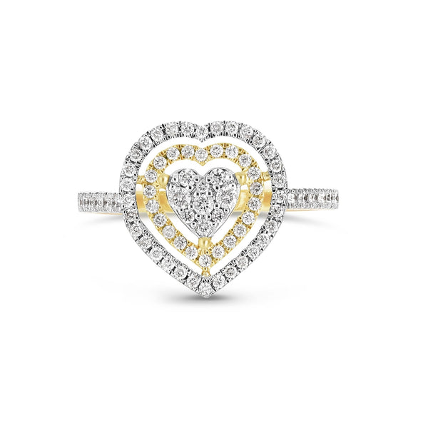 Diamond Halo Heart Ring - Shyne Jewelers DIAHEARTHALORING_1 Yellow Gold Shyne Jewelers