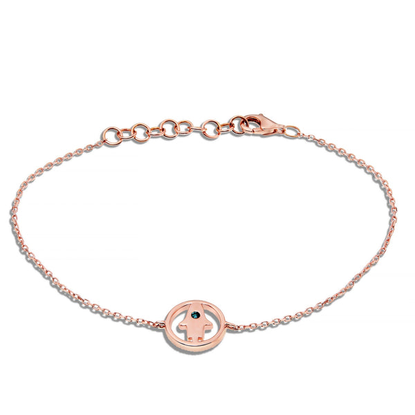 Diamond Hamsa Charm Bracelet - Shyne Jewelers 170-00260 Rose Gold Shyne Jewelers