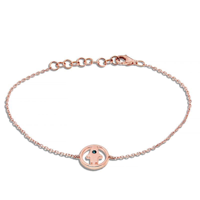 Diamond Hamsa Charm Bracelet - Shyne Jewelers 170-00260 Rose Gold Shyne Jewelers