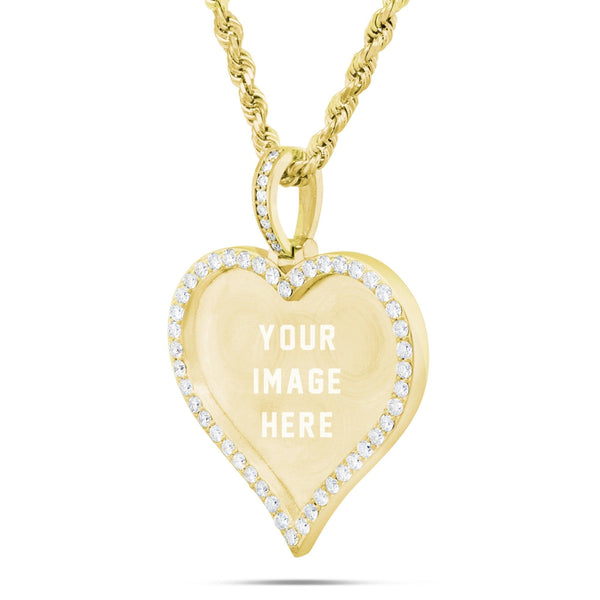 Diamond Heart Picture Pendant, 1 Inch - Shyne Jewelers 160-00323 10K Yellow Gold SI1 Shyne Jewelers