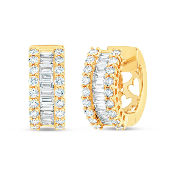 Diamond Huggy Earrings, Medium - Shyne Jewelers DE10433 Yellow Gold Shyne Jewelers