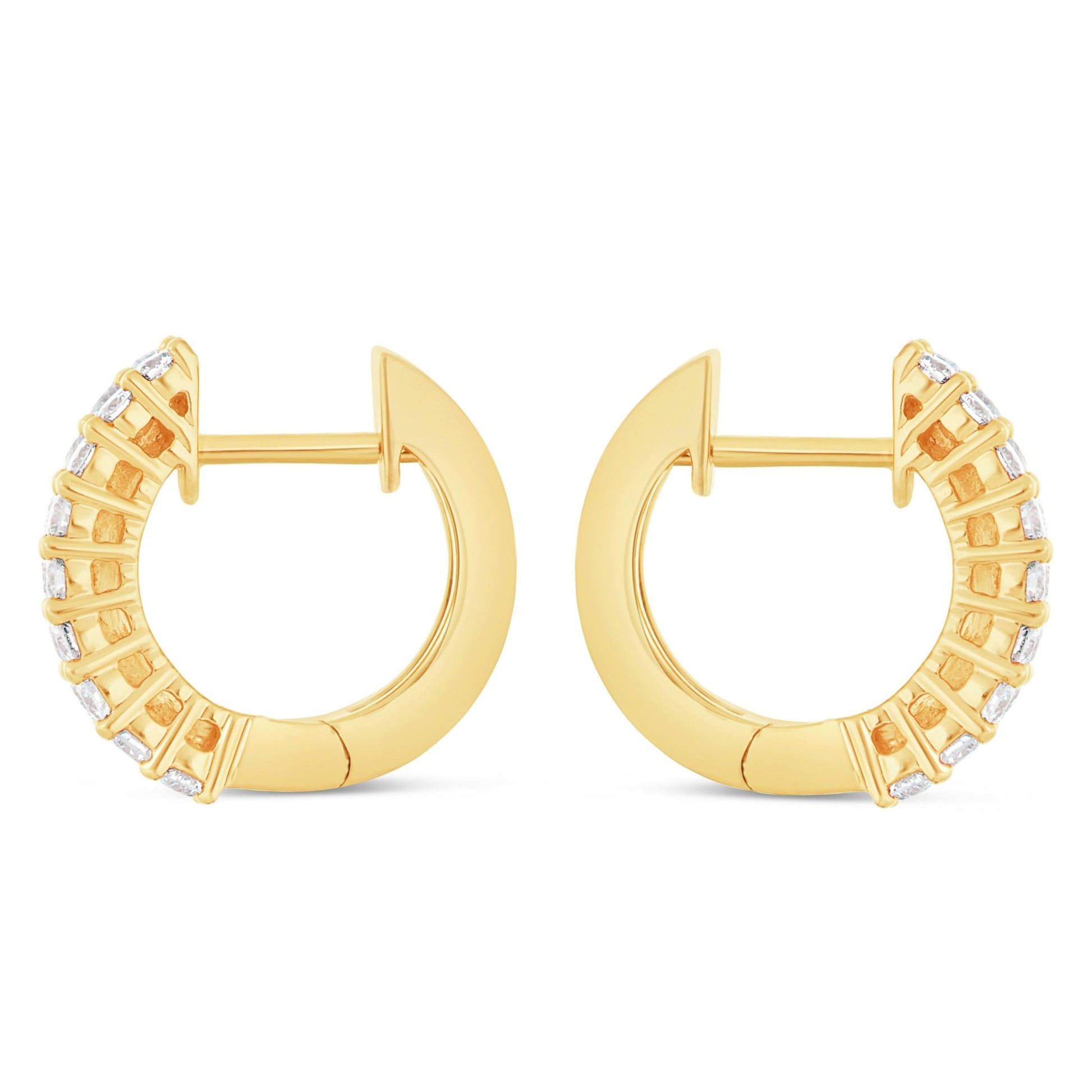 Diamond Huggy Earrings, Medium - Shyne Jewelers DE10433 Yellow Gold Shyne Jewelers