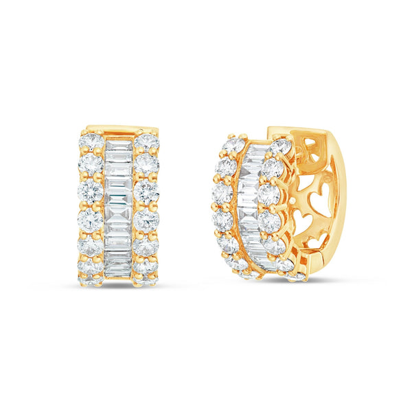 Diamond Huggy Earrings, Medium - Shyne Jewelers DE03442 Yellow Gold Shyne Jewelers