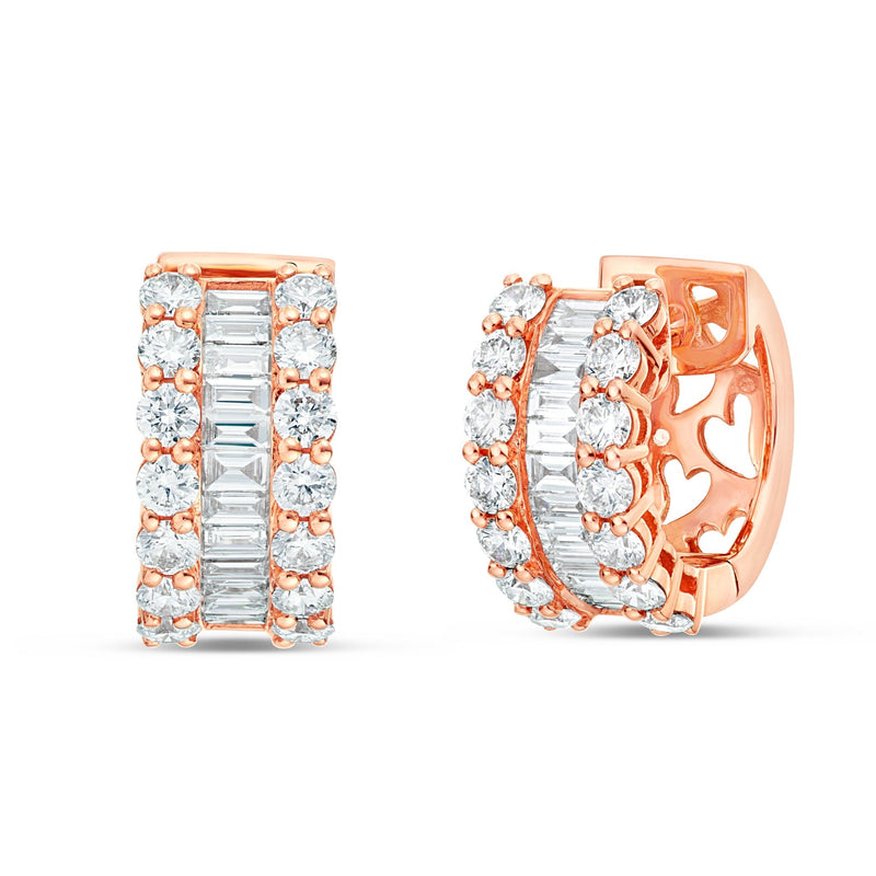 Diamond Huggy Earrings, Medium - Shyne Jewelers DE03442 Rose Gold Shyne Jewelers