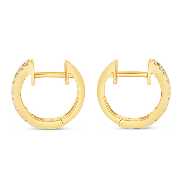 Diamond Huggy Earrings, Small - Shyne Jewelers DE10524 Yellow Gold Shyne Jewelers