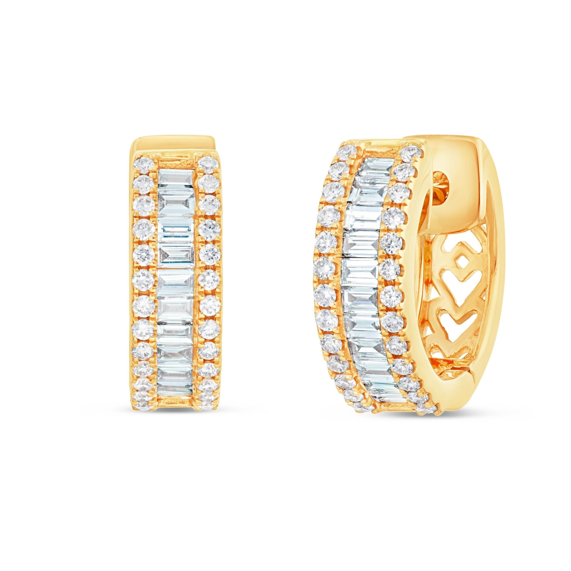 Diamond Huggy Earrings, Small - Shyne Jewelers DE10524 Yellow Gold Shyne Jewelers