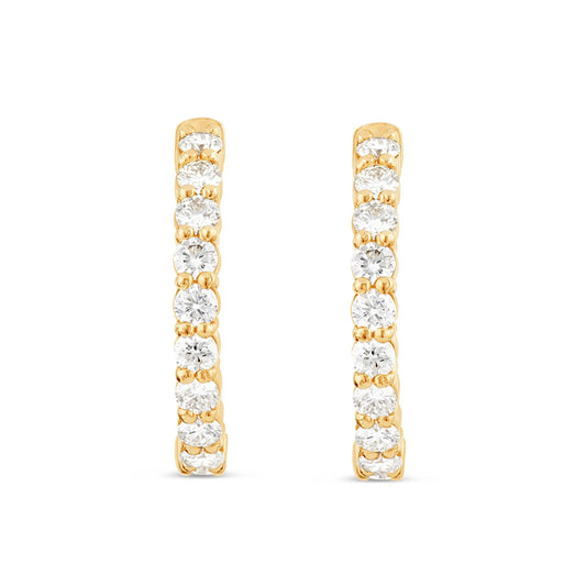 Diamond Inside-out Hoop Earrings, 1" - Shyne Jewelers Yellow Gold Shyne Jewelers
