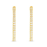 Diamond Inside-out Hoop Earrings, 1.25" - Shyne Jewelers Yellow Gold Shyne Jewelers
