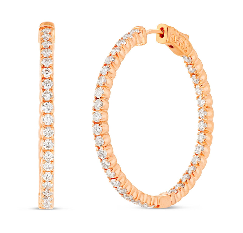 Diamond Inside-out Hoop Earrings, 1.25" - Shyne Jewelers Rose Gold Shyne Jewelers