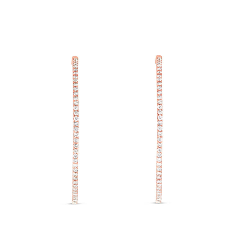 Diamond Inside-out Hoop Earrings, 2" - Shyne Jewelers Rose Gold Shyne Jewelers