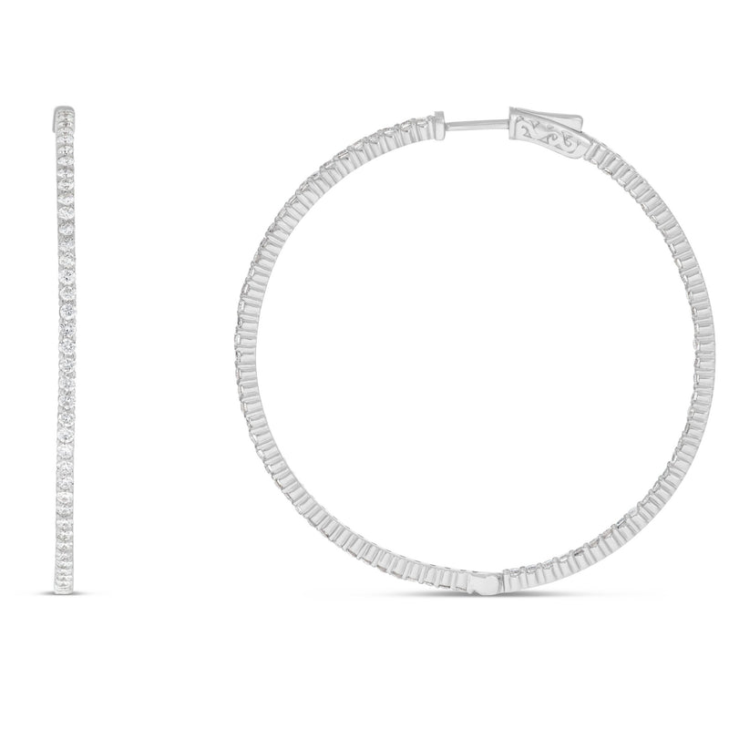 Diamond Inside-out Hoop Earrings, 2" - Shyne Jewelers White Gold Shyne Jewelers