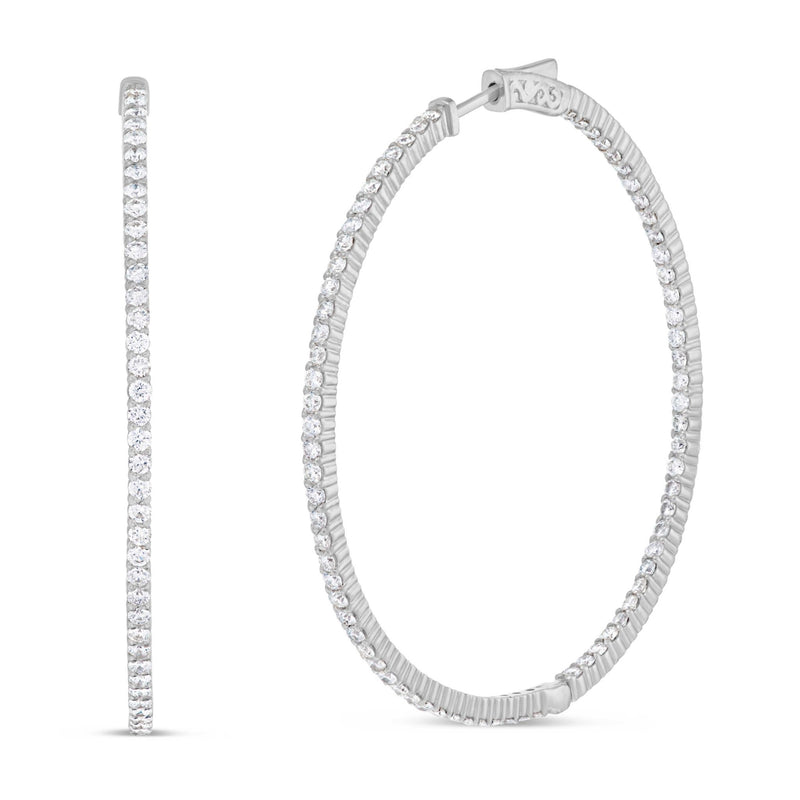 Diamond Inside-out Hoop Earrings, 2" - Shyne Jewelers White Gold Shyne Jewelers