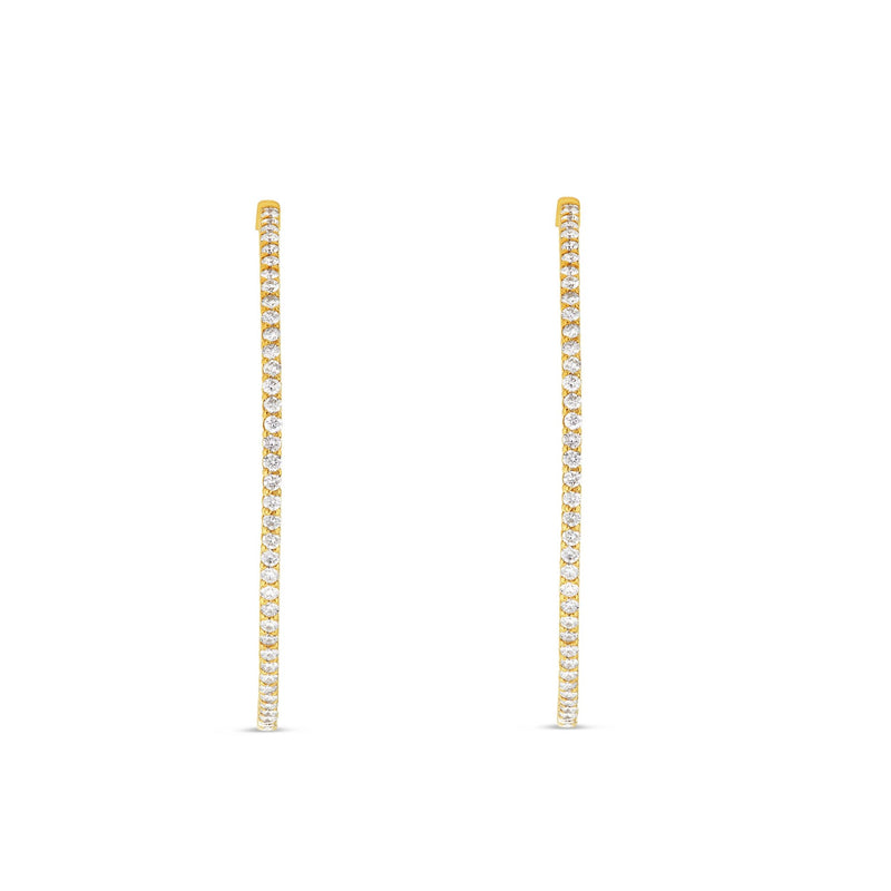 Diamond Inside-out Hoop Earrings, 2" - Shyne Jewelers Yellow Gold Shyne Jewelers