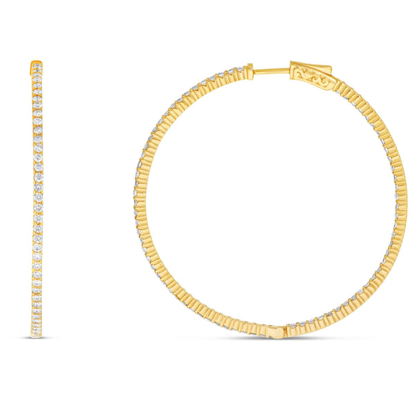 Diamond Inside-out Hoop Earrings, 2" - Shyne Jewelers Yellow Gold Shyne Jewelers