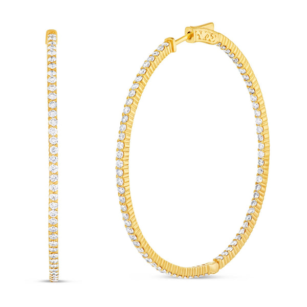 Diamond Inside-out Hoop Earrings, 2" - Shyne Jewelers Yellow Gold Shyne Jewelers