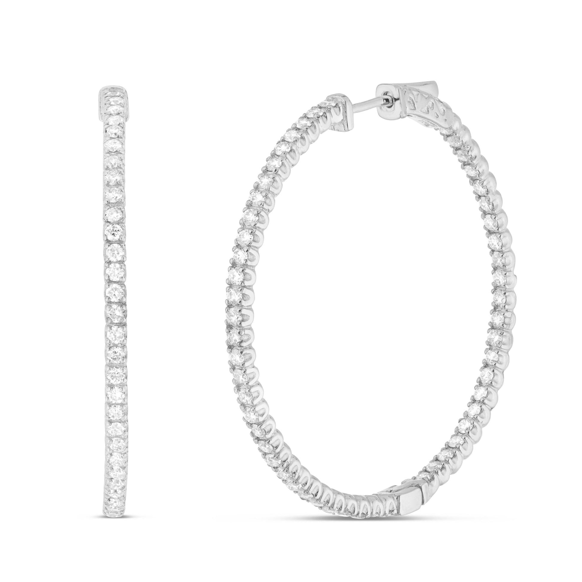 Diamond Inside-out Hoops, 1.5" - Shyne Jewelers 150-000011 White Gold Shyne Jewelers