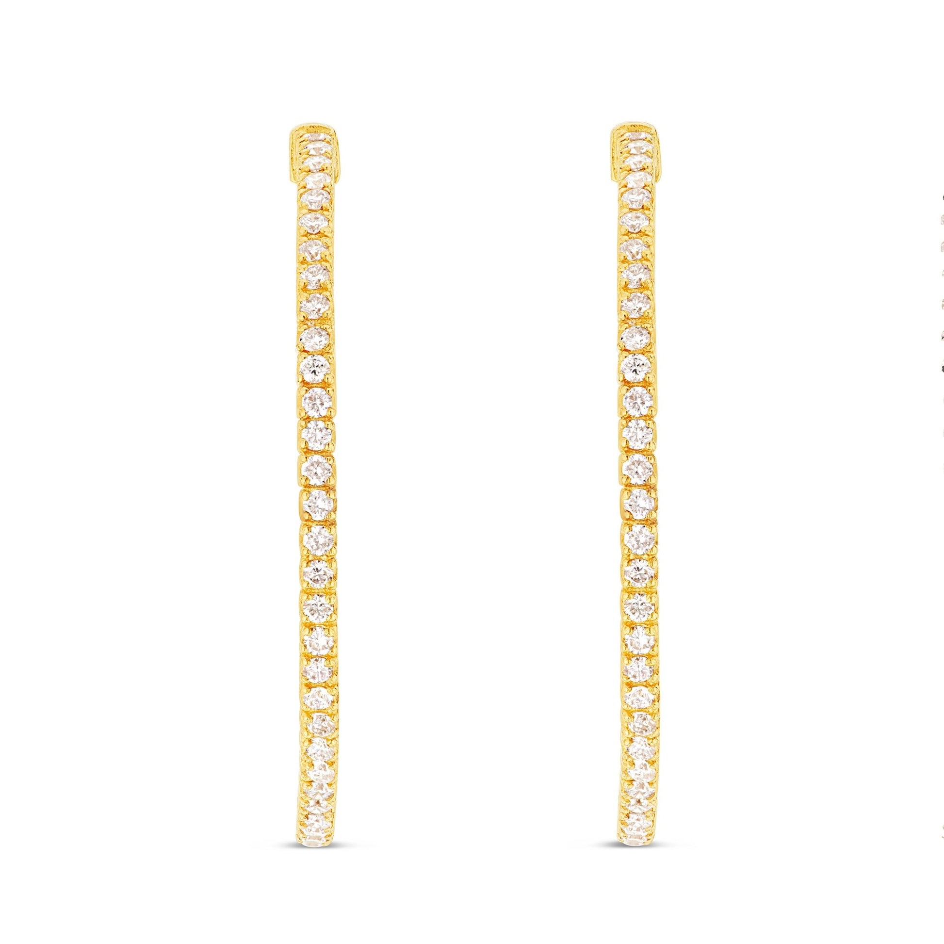 Diamond Inside-out Hoops, 1.5" - Shyne Jewelers 150-00009 Yellow Gold Shyne Jewelers