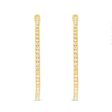 Diamond Inside-out Hoops, 1.5" - Shyne Jewelers 150-00009 Yellow Gold Shyne Jewelers