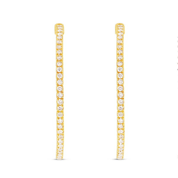 Diamond Inside-out Hoops, 1.5" - Shyne Jewelers 150-00009 Yellow Gold Shyne Jewelers