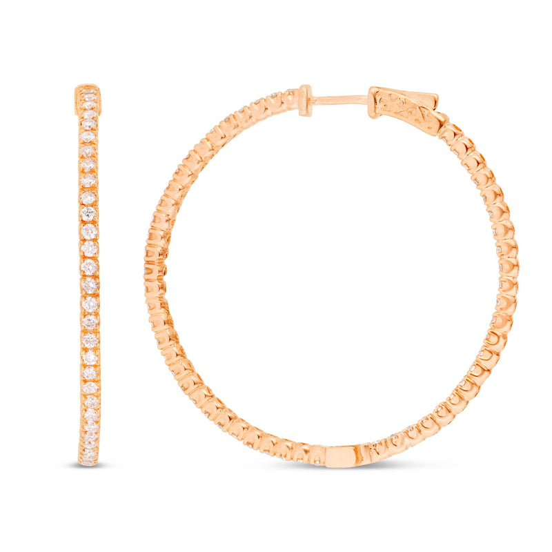 Diamond Inside-out Hoops, 1.5" - Shyne Jewelers 150-000010 Rose Gold Shyne Jewelers