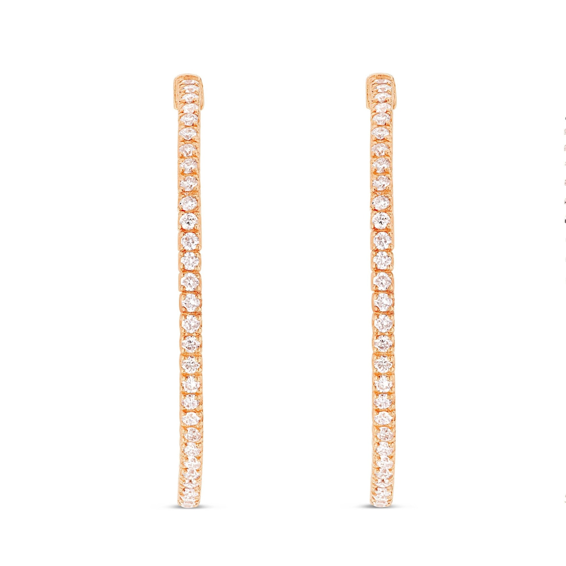 Diamond Inside-out Hoops, 1.5" - Shyne Jewelers 150-000010 Rose Gold Shyne Jewelers