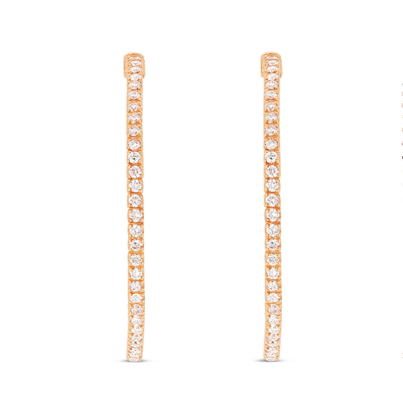 Diamond Inside-out Hoops, 1.5" - Shyne Jewelers 150-000010 Rose Gold Shyne Jewelers