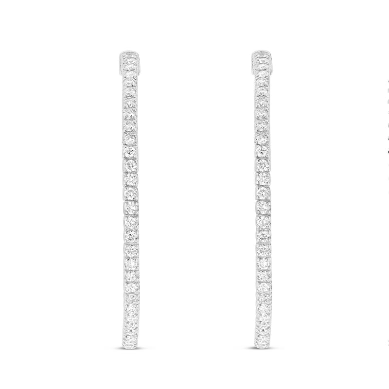 Diamond Inside-out Hoops, 1.5" - Shyne Jewelers 150-000011 White Gold Shyne Jewelers