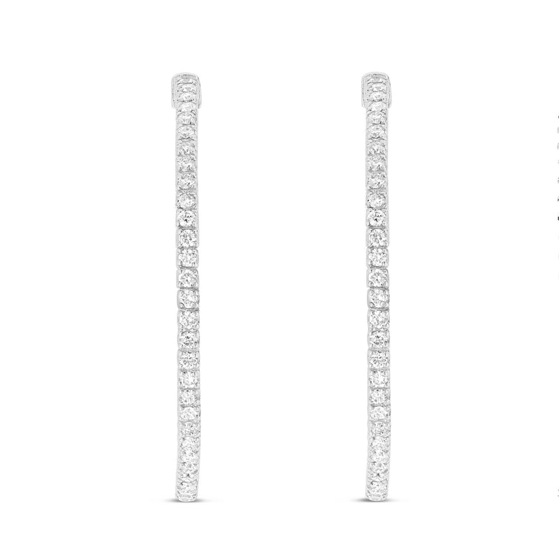 Diamond Inside-out Hoops, 1.5" - Shyne Jewelers 150-000011 White Gold Shyne Jewelers