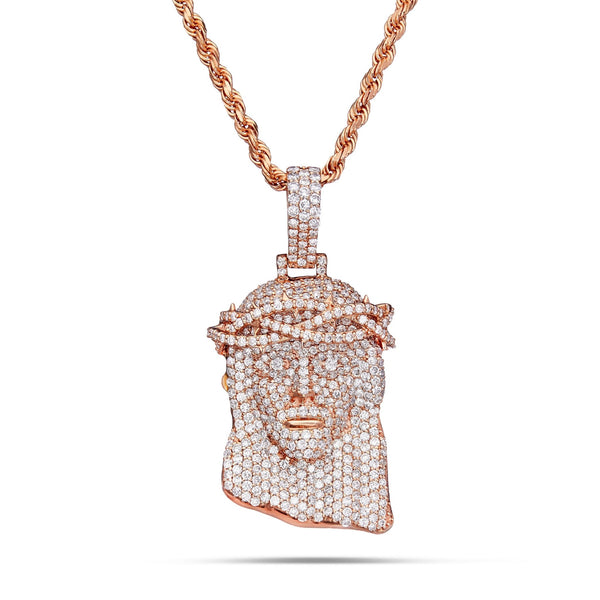 Diamond Jesus Head Pendant - Shyne Jewelers 160-00682 Rose Gold Shyne Jewelers