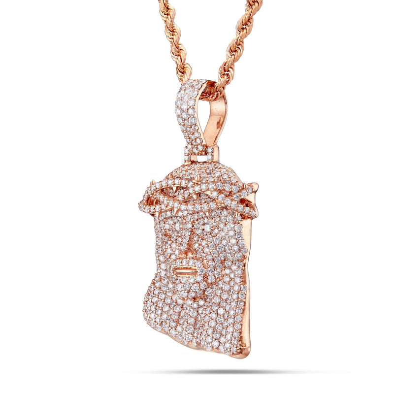 Diamond Jesus Head Pendant - Shyne Jewelers 160-00682 Rose Gold Shyne Jewelers