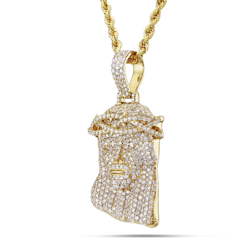 Diamond Jesus Head Pendant - Shyne Jewelers 160-00682 Yellow Gold Shyne Jewelers