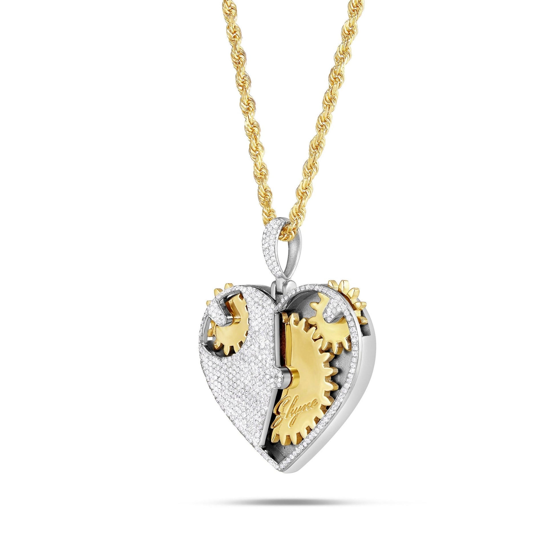 Diamond Mechanical Heart Pendant - Shyne Jewelers Yellow Gold Shyne Jewelers