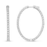 Diamond Oval Inside-out Hoops, 1.5" - Shyne Jewelers White Gold Shyne Jewelers